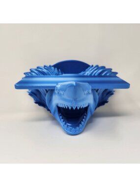 Shark Wall Shelf In Glossy Blue - Unique Ocean Themed Decor With 3D Shark Design